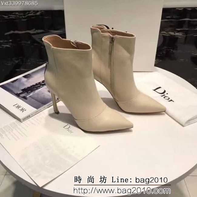 DIOR迪奧 2017春季新款 幸運五角星 尖頭高跟 牛皮女短靴 QZS1847
